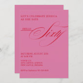 60歳の誕生日カリグラフィー モダンエレガント 招待状 (正面/裏面)