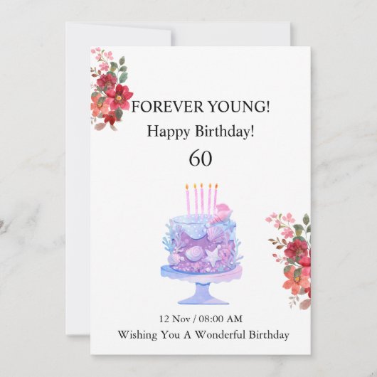 60歳の誕生日カード 招待状 (正面)