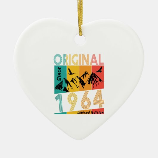 60歳の誕生日ギフトマン女性オリジナルヴィンテージ1964 セラミックオーナメント (正面)