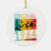 60歳の誕生日ギフトマン女性オリジナルヴィンテージ1964 セラミックオーナメント (正面)