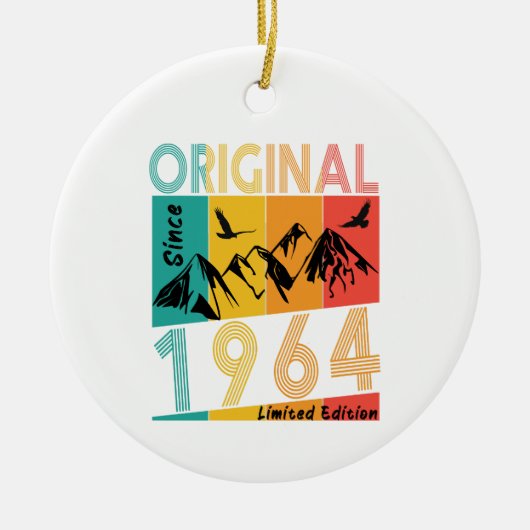 60歳の誕生日ギフトマン女性オリジナルヴィンテージ1964 セラミックオーナメント (正面)