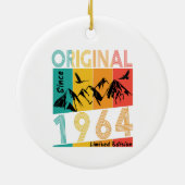 60歳の誕生日ギフトマン女性オリジナルヴィンテージ1964 セラミックオーナメント (裏面)