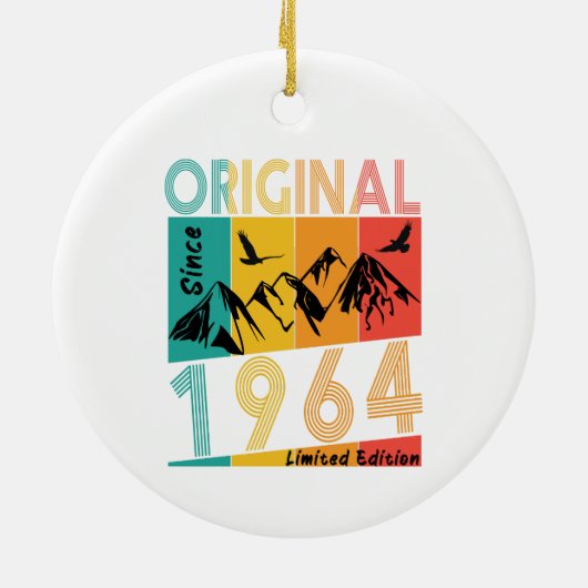 60歳の誕生日ギフトマン女性オリジナルヴィンテージ1964 セラミックオーナメント (裏面)