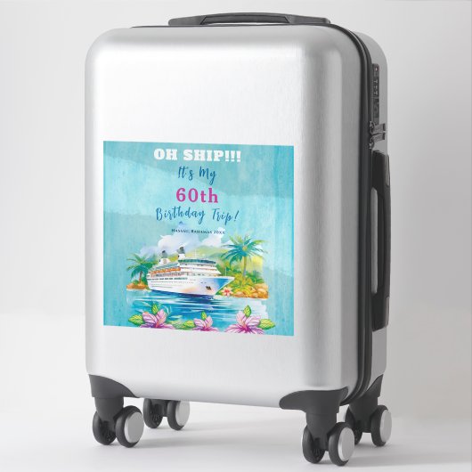 60歳の誕生日クルーズ Funny Island Beach シール (スーツケース)