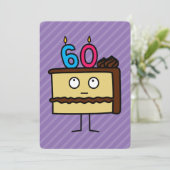 60歳の誕生日ケーキとろうそく 招待状 (スタンド正面)