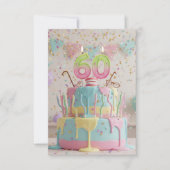 60歳の誕生日ケーキとロウソクのカード (正面)