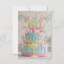 60歳の誕生日ケーキとロウソクのカード