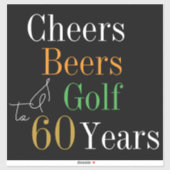 60歳の誕生日ゴルフチェアーズビールラグージ シール (シート)