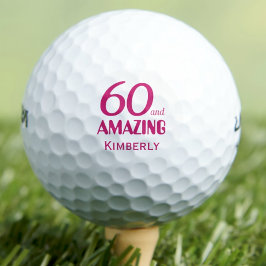 60歳の誕生日ゴルフボールピンク60年のパーティープレゼント ゴルフボール