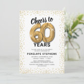 60歳の誕生日ゴールドバルーン招待状 招待状 (スタンド正面)