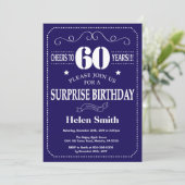 60歳の誕生日サプライズ ネイビーブルーとホワイト 招待状 (スタンド正面)