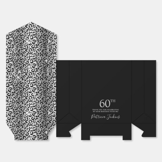60歳の誕生日シルバーヒョウ柄のお礼ギフト フェイバーボックス (見開き)