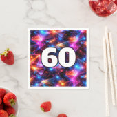 60歳の誕生日ネオン多角形アブストラクト スタンダードカクテルナプキン (インサイチュ)