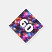 60歳の誕生日ネオン多角形アブストラクト スタンダードカクテルナプキン (角)