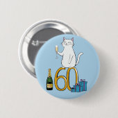 60歳の誕生日ネコお祝い60年60 缶バッジ (正面&裏面)