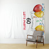 60歳の誕生日バックドロップ、写真撮影ブース タペストリー (インサイチュ(横))