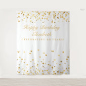 60歳の誕生日バックドロップ、白と金のフォトブース タペストリー (正面)