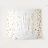 60歳の誕生日バックドロップ(白と金)写真ブース タペストリー (正面(横))