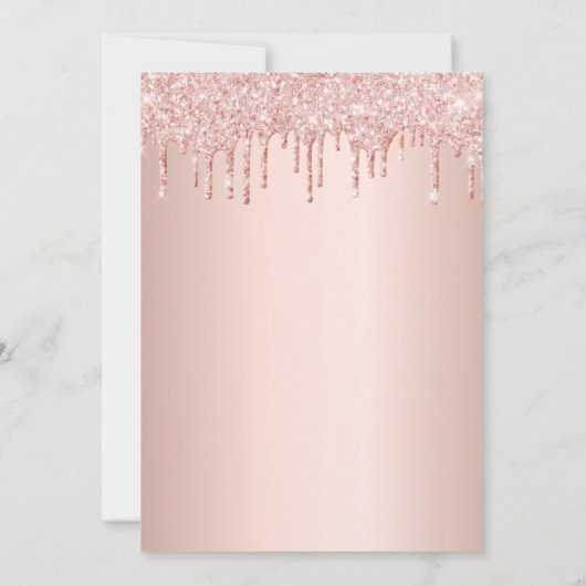 60歳の誕生日バラ金ゴールドグリッターはピンクのガラスを乾燥 招待状 (裏面)