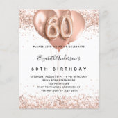 60歳の誕生日バラ金ゴールドバルーンの予算の招待 チラシ (正面)