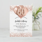 60歳の誕生日バラ金ゴールドバルーン白い贅沢 招待状 (スタンド正面)