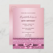 60歳の誕生日バラ金ゴールドパープルグリッター ポストカード (正面/裏面)