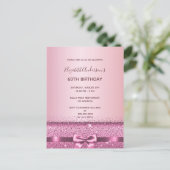 60歳の誕生日バラ金ゴールドパープルグリッター ポストカード (スタンド正面)