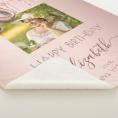 60歳の誕生日バラ金ゴールドピンクのドリップス写真 シェルパブランケット (3/4)