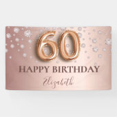 60歳の誕生日バラ金ゴールドピンクダイヤモンド 横断幕 (横)