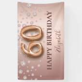 60歳の誕生日バラ金ゴールドピンクダイヤモンド 横断幕 (縦)