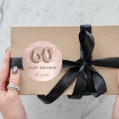 60歳の誕生日バラ金ゴールドピンク ラウンドシール