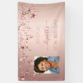 60歳の誕生日バラ金ゴールド赤面星写真 横断幕 (縦)