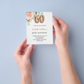 60歳の誕生日バラeucalyptus予算の招待 チラシ (手)