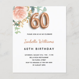 60歳の誕生日バラeucalyptus予算の招待 チラシ