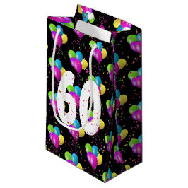 60歳の誕生日バルーンとコンフェティのギフトバッグ スモールペーパーバッグ