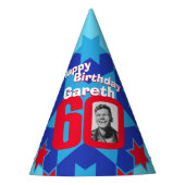 60歳の誕生日パーソナライズされた写真スター名hat パーティーハット (正面)