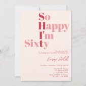 60歳の誕生日パーティはっきりしたーで幸せ 招待状 (正面)