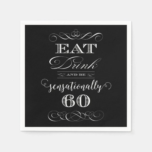 60歳の誕生日パーティギフト スタンダードカクテルナプキン (正面)