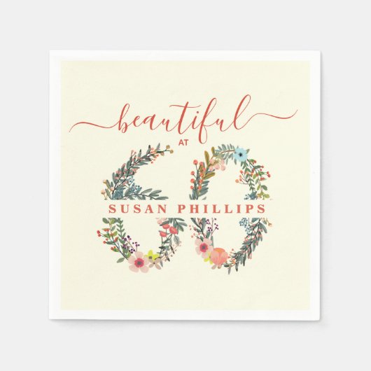 60歳の誕生日パーティナプキンスで美しい スタンダードカクテルナプキン (正面)