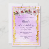 60歳の誕生日パーティーでさくらんぼの花が紫色に 招待状 (正面)