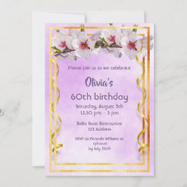 60歳の誕生日パーティーでさくらんぼの花が紫色に 招待状