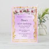 60歳の誕生日パーティーでさくらんぼの花が紫色に 招待状 (スタンド正面)