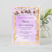 60歳の誕生日パーティーでさくらんぼの花が紫色に 招待状 (スタンド正面)