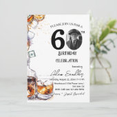 60歳の誕生日パーティーとウィスキーとドリンク 招待状 (スタンド正面)