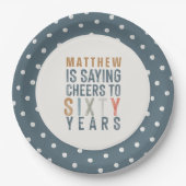 60歳の誕生日パーティーのアクセサリーデコーラー ペーパープレート (正面)