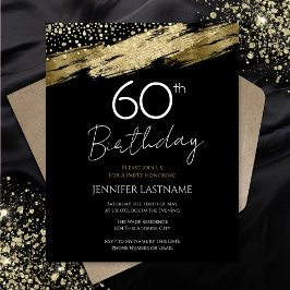 60歳の誕生日パーティーの予算 ゴールド ブラック インビテーション
