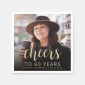 60歳の誕生日パーティーの写真で乾杯 スタンダードカクテルナプキン (正面)