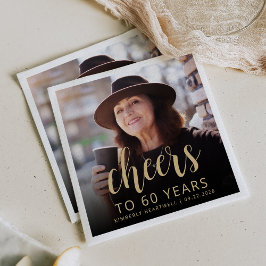 60歳の誕生日パーティーの写真で乾杯 スタンダードカクテルナプキン