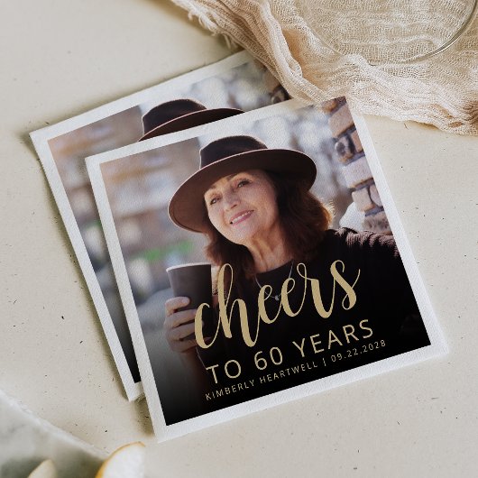 60歳の誕生日パーティーの写真で乾杯 スタンダードカクテルナプキン