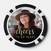 60歳の誕生日パーティーの写真で乾杯 ポーカーチップ (裏面)